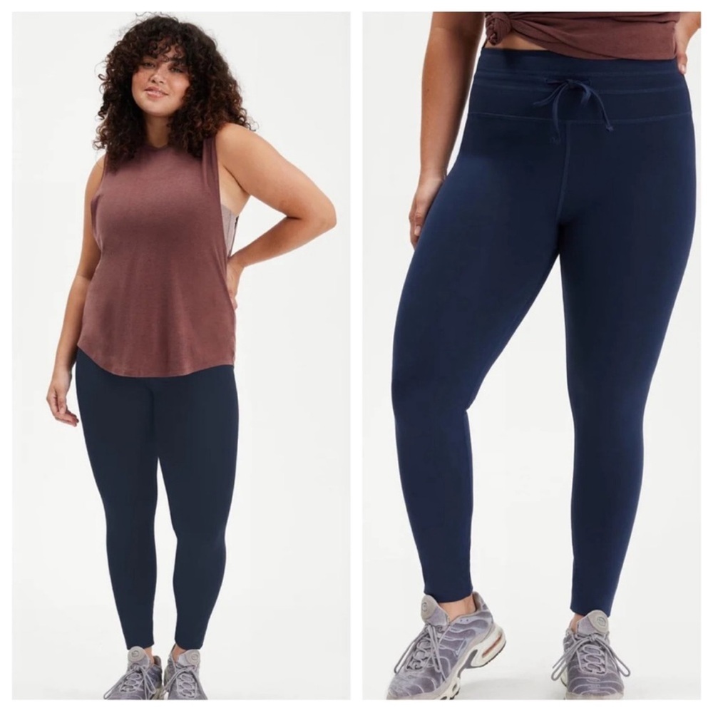 Girlfriend Collective High Rise Compressive Drawstring Leggings in Midnight